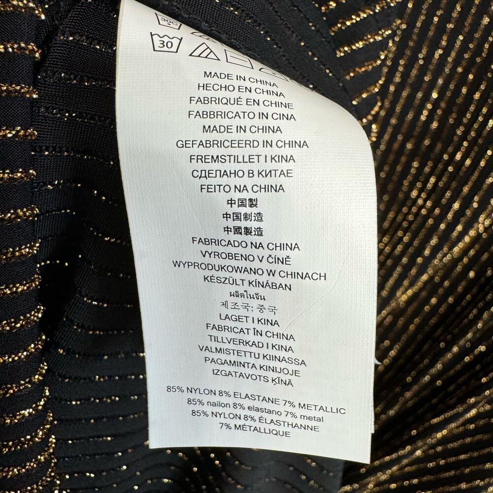 Michael Kors Gold Metallic Twist Front Bodycon Dress Long Sleeve Stretch 3X - Picture 12 of 13